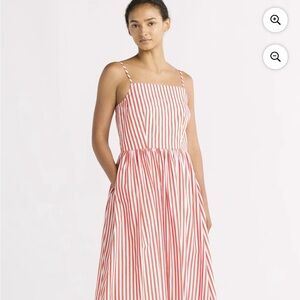 Chic Red and White Striped Midi Dress